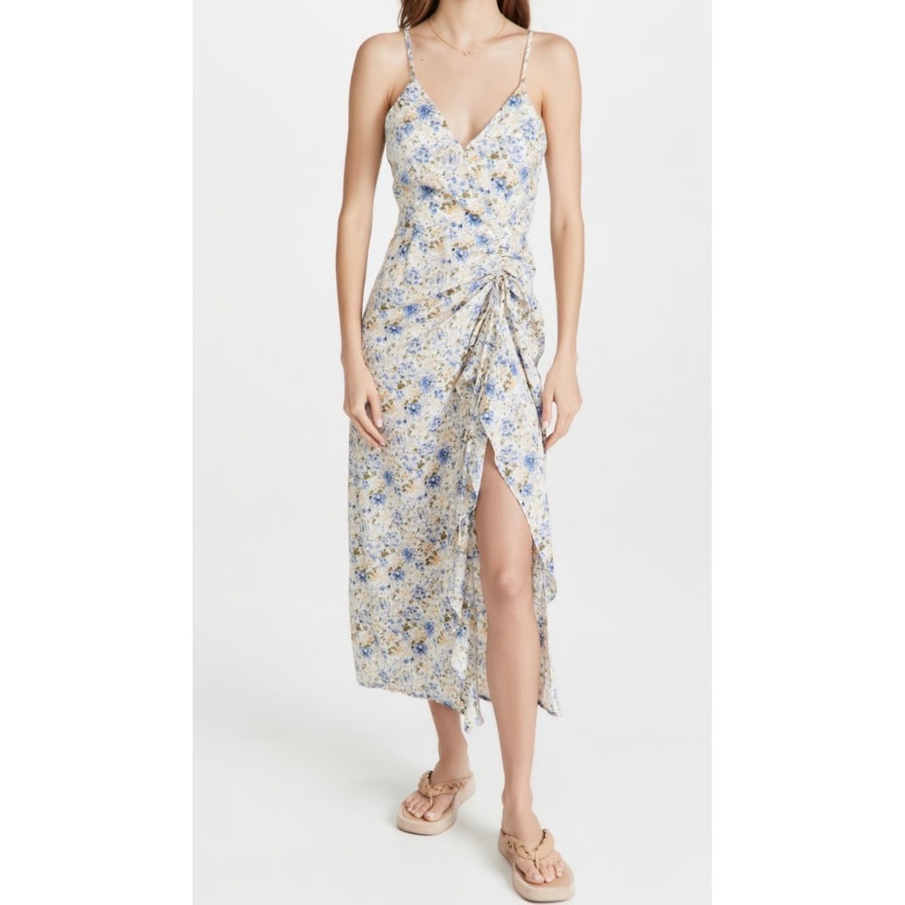 NWT En Saison Floral Midi Slip Dress Med Ruching‎ Feminine Romantic Cottagecore